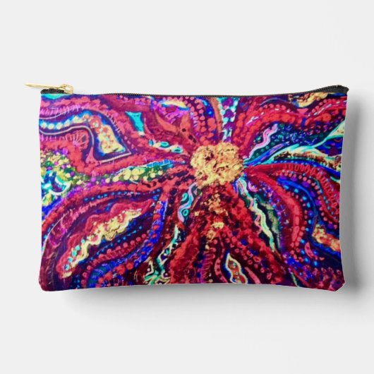 Abstract Flower Pouch-Colorful Floral Zip Bag アクセサリーポーチ (正面)