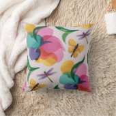Abstract Flowers and Butterflies Pastel クッション (ブランケット)