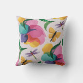 Abstract Flowers and Butterflies Pastel クッション (裏面)