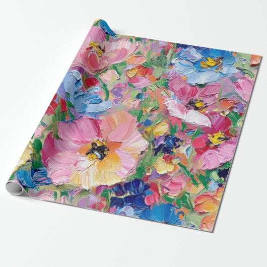 Abstract  Flowers Impressionist  ラッピングペーパー (アンロールド)