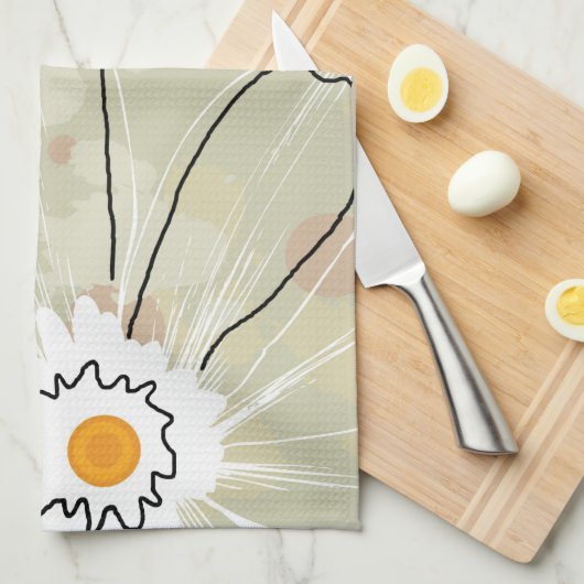 Abstract Flowers Microfiber Kitchen Towel キッチンタオル (四つ折り)