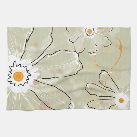 Abstract Flowers Microfiber Kitchen Towel キッチンタオル (横)