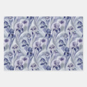 Abstract Flowers Pattern Indigo Purple Iris ラッピングペーパーシート (正面2)