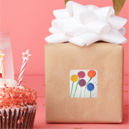 Abstract Flowers Sticker スクエアシール