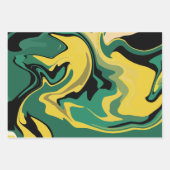 Abstract Flowing Green and Yellow Design ラッピングペーパーシート (正面)