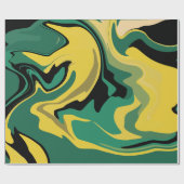 Abstract Flowing Green and Yellow Design ラッピングペーパー (フラット)