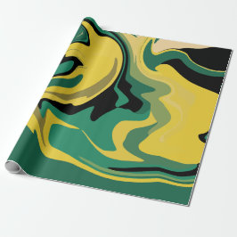 Abstract Flowing Green and Yellow Design ラッピングペーパー