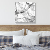Abstract Flowing Lines Wall Art – Minimal Line Art キャンバスプリント (インサイチュ (寝室))