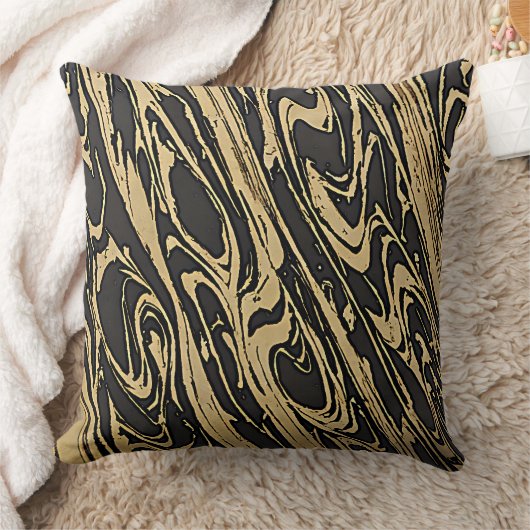 Abstract Fluid Art - Black Marble Effect クッション (ブランケット)
