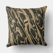 Abstract Fluid Art - Black Marble Effect クッション (裏面)