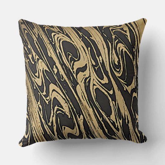 Abstract Fluid Art - Black Marble Effect クッション (裏面)