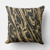 Abstract Fluid Art - Black Marble Effect クッション (正面)