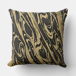 Abstract Fluid Art - Black Marble Effect クッション