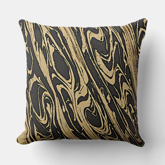 Abstract Fluid Art - Black Marble Effect クッション (正面)
