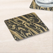 Abstract Fluid Art - Black Marble Effect スクエアペーパーコースター (アングル)