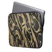 Abstract Fluid Art - Black Marble Effect ラップトップスリーブ (正面左)
