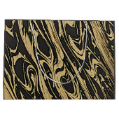 Abstract Fluid Art - Black Marble Effect ラージペーパーバッグ (裏面)