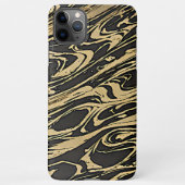 Abstract Fluid Art - Black Marble Effect iPhoneケース (裏面)