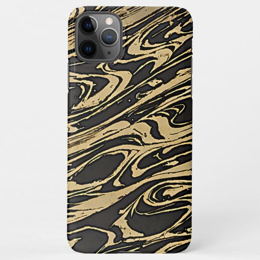 Abstract Fluid Art - Black Marble Effect iPhoneケース (裏面)