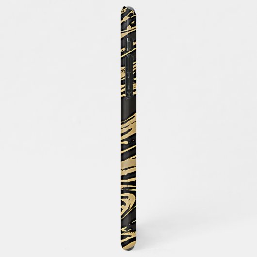 Abstract Fluid Art - Black Marble Effect iPhoneケース (左側)