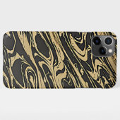 Abstract Fluid Art - Black Marble Effect iPhoneケース (裏面横)