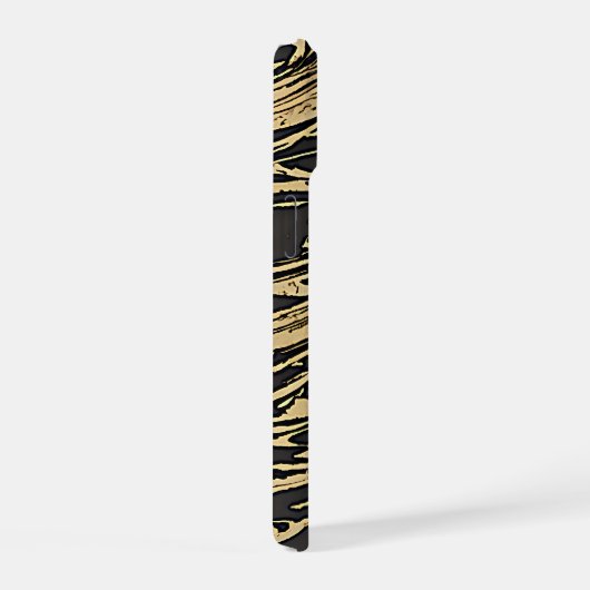 Abstract Fluid Art - Black Marble Effect iPhone 15ケース (右側面)