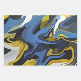 Abstract Fluid Art with Flowing Curves ラッピングペーパーシート
