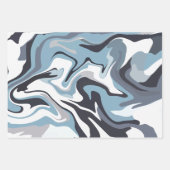 Abstract Fluid Art with Swirling Blue & Grey Tones ラッピングペーパーシート (正面2)