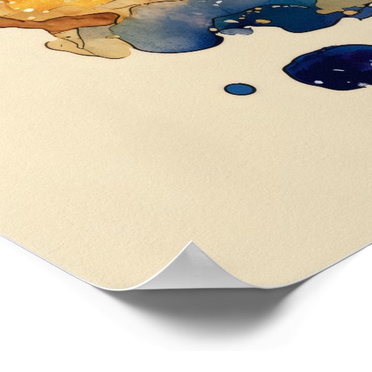 Abstract Fluid Ink Archer – Modern Motion Wall Art ポスター (角)