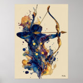 Abstract Fluid Ink Archer – Modern Motion Wall Art ポスター (正面)