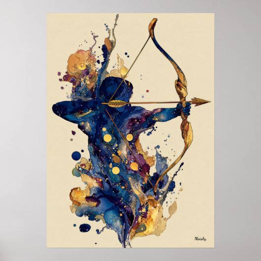 Abstract Fluid Ink Archer – Modern Motion Wall Art ポスター (正面)