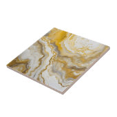 Abstract Fluid Ink Art Gold and White Marble タイル (側面)