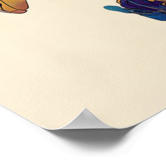 Abstract Fluid Ink Basketball Player – Modern Art ポスター (角)