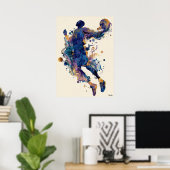 Abstract Fluid Ink Basketball Player – Modern Art ポスター (ホームオフィス)
