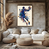 Abstract Fluid Ink Basketball Player – Modern Art ポスター