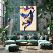 Abstract Fluid Ink Basketball Player – Modern Art ポスター