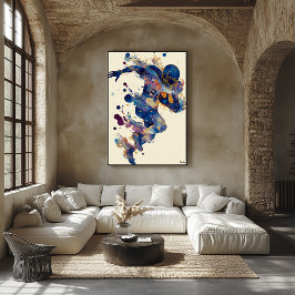 Abstract Fluid Ink Football Player – Expressive  ポスター