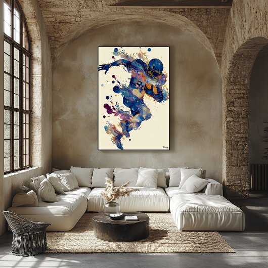 Abstract Fluid Ink Football Player – Expressive  ポスター