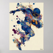 Abstract Fluid Ink Football Player – Expressive  ポスター (正面)