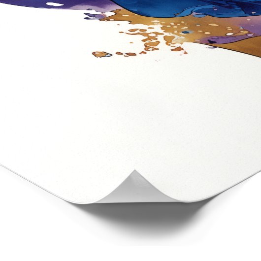 Abstract Fluid Ink Ice Skater – Modern Motion Art ポスター (角)