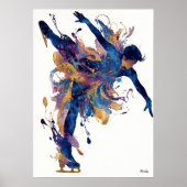Abstract Fluid Ink Ice Skater – Modern Motion Art ポスター (正面)
