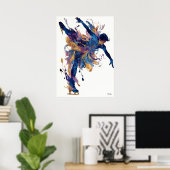 Abstract Fluid Ink Ice Skater – Modern Motion Art ポスター (ホームオフィス)