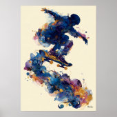 Abstract Fluid Ink Skater – Modern Motion Wall Art ポスター (正面)