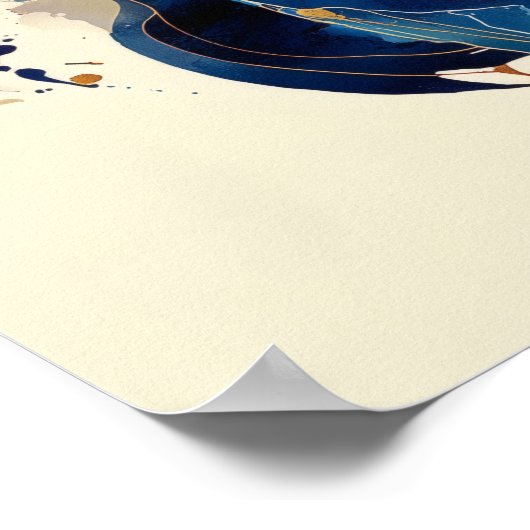 Abstract Fluid Ink Snowboarder Dynamic Motion Art ポスター (角)