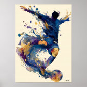 Abstract Fluid Ink Soccer Player – Modern Motion ポスター (正面)