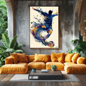 Abstract Fluid Ink Soccer Player – Modern Motion ポスター