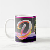 Abstract Fluid Letter D Neon Brush コーヒーマグカップ (左)