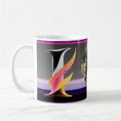 Abstract Fluid Letter I Neon Feather コーヒーマグカップ (左)