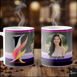 Abstract Fluid Letter I Neon Feather コーヒーマグカップ