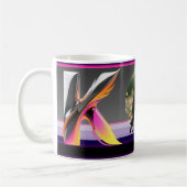 Abstract Fluid Letter K Neon Feather コーヒーマグカップ (左)